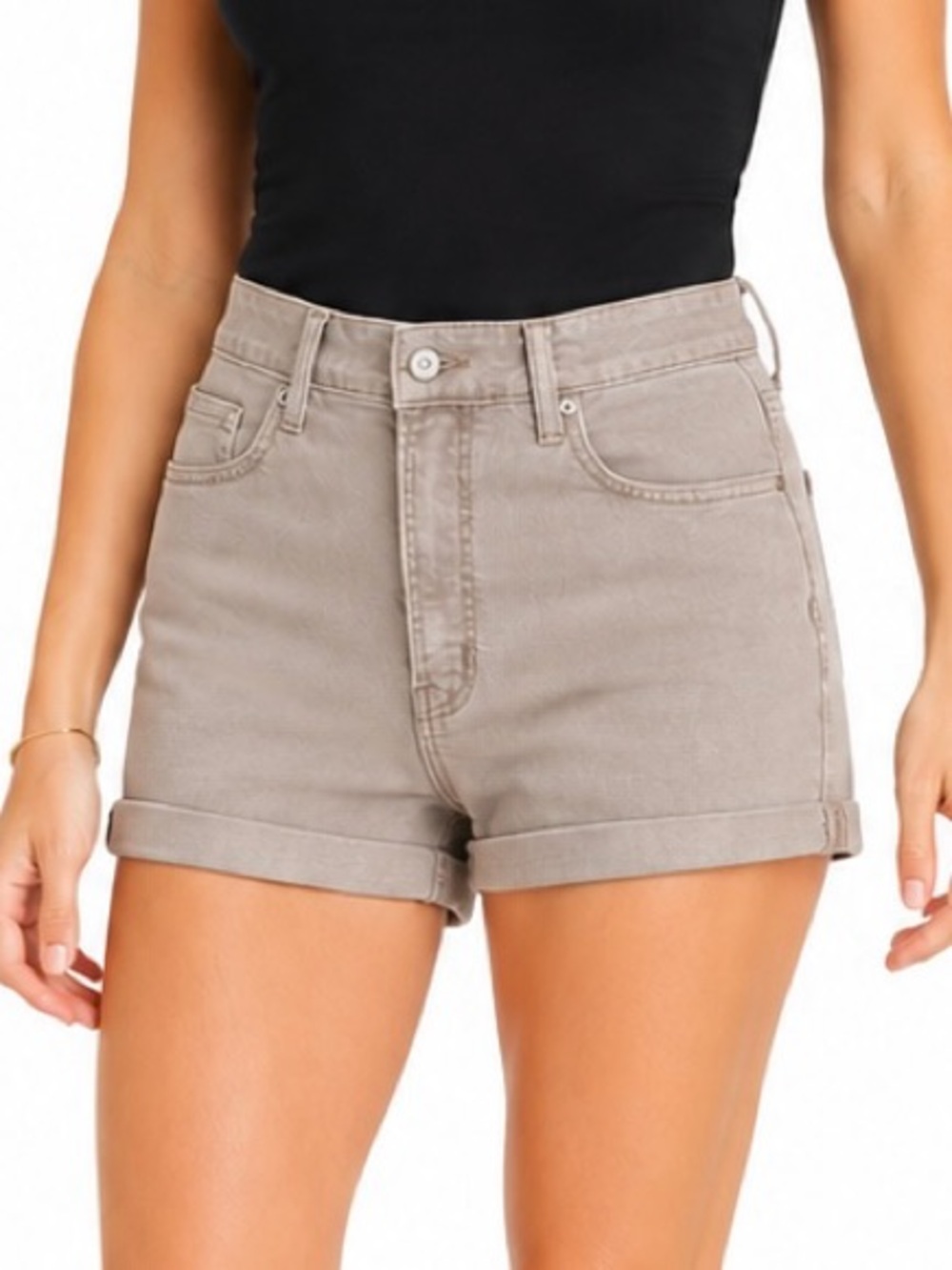 Old Navy OG High Rise Washed Gray Rolled Cuff Shorts Size 14